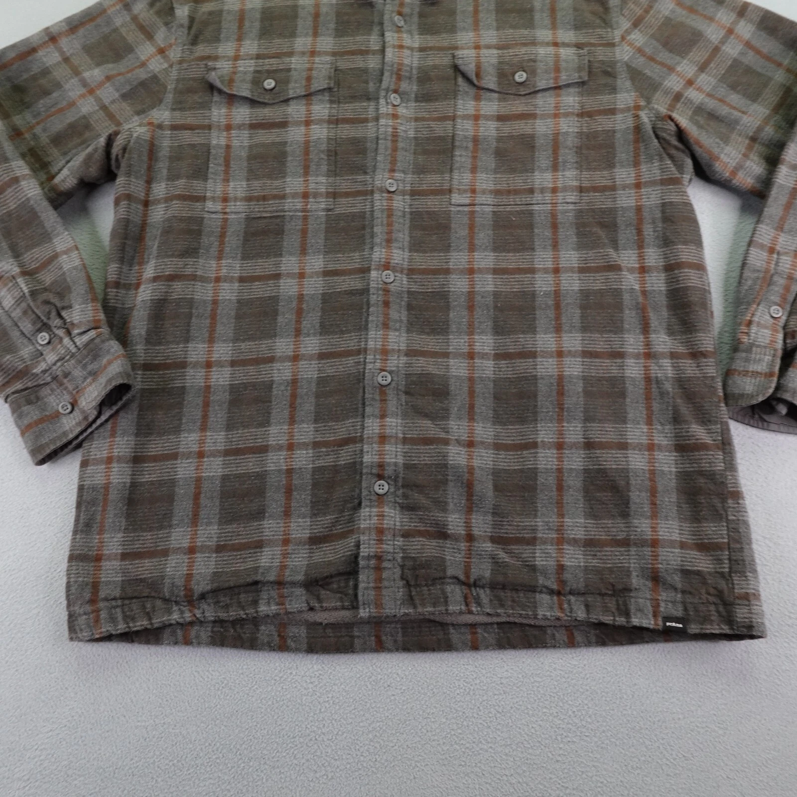 prana plaid copper skies lined flannel button up organic shirt