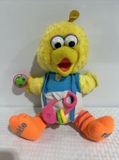 80s Playskool Sesame Street Baby Big Bird Plush Crinkle Rattle Squeak VINTAGE