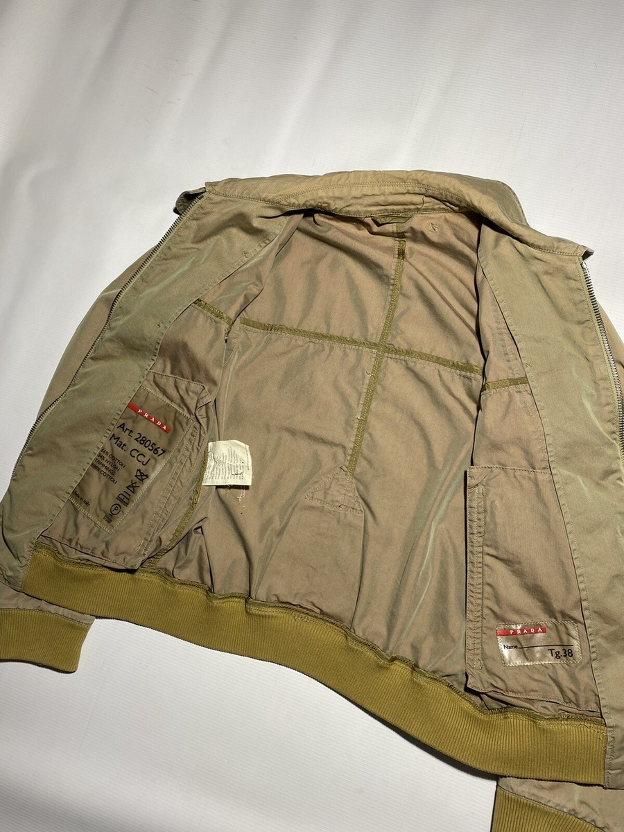 Authentic Prada Vintage Cotton/Nylon beige zip Jacket size Authentic Prada Vintage Cotton/Nylon beige zip Jacket size