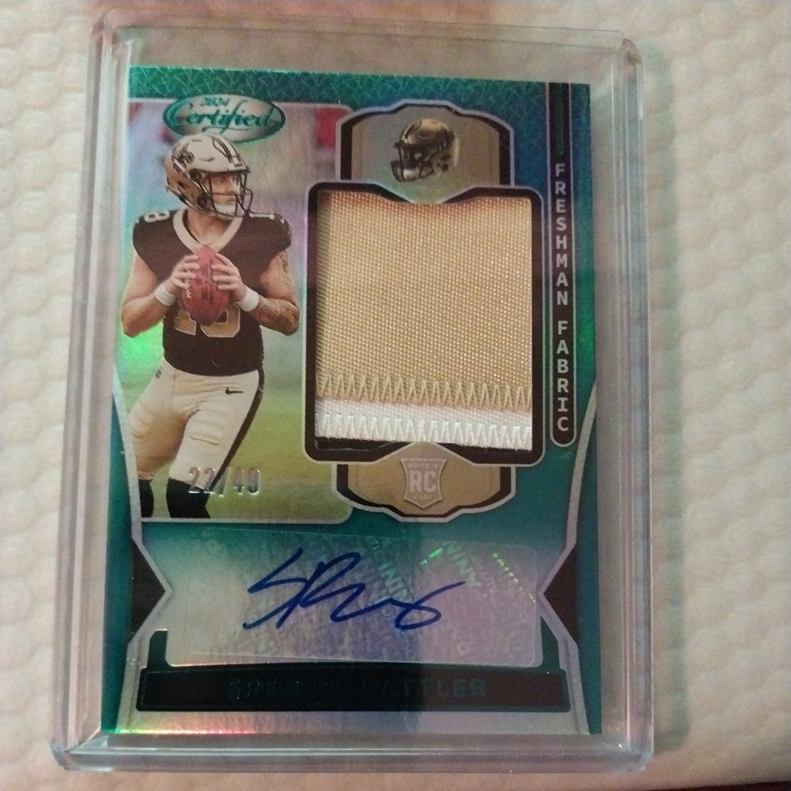 2024 Certified - Freshman Fabric Mirror Signatures Teal Spencer Rattler 22/49