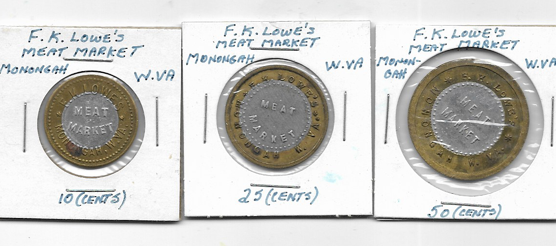 3 West Virginia Trade Tokens F.K. LOWE'S MEAT MARKET eBay