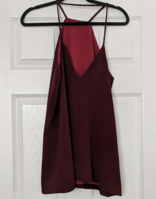 burgundy mini slip dress Satin Slip Mini Dress with Lace Trim – Reign Boutique main image 0