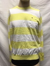men's NWT Tommy Hilfiger Signature Rugby Crew-Neck Yellow Sweater Size L