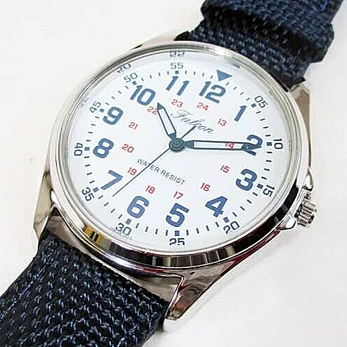 CITIZEN Q&Q Falcon White Blue Field Watch QB38-314 Quartz Military Nylon Band - Picture 3 of 19