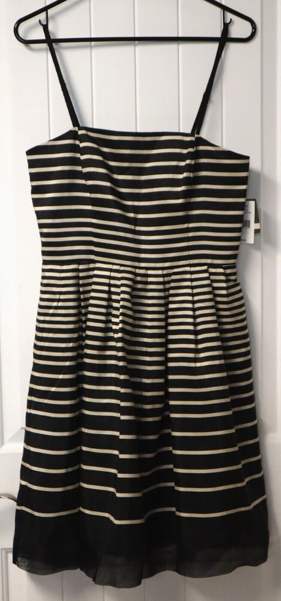 TAYLOR adjustable straps black tan striped short dress size 6 (NWT