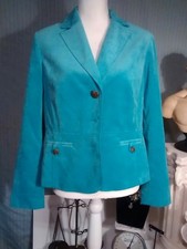 Dressbarn Blazer Jacket Blue Button Down Pockets Polyester Spandex Blend Medium