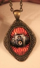Handsome Swirled Rhombus Stereo Speakers Amps Musicians Brasstone Necklace