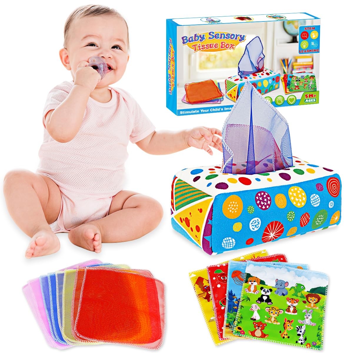Baby Toys 6 to 12 Months - Baby Tissue Box Toys Montessori Toys for Babies 6-...