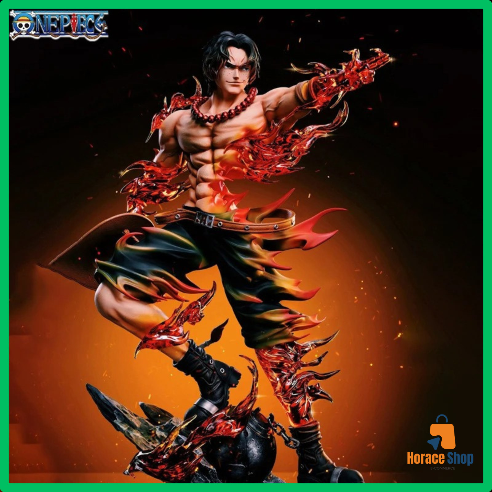 ✅ Figurine Portgas D. Ace One Piece 26cm PVC GK Anime Bureau Cadeau Collection