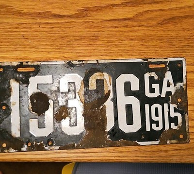 Porcelain License Plate 1915 Georgia