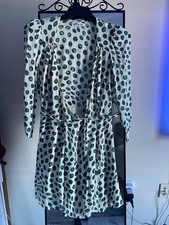 Brand new Reformation Murietta Wrap Dress Tapioca Green Polka Dot Mini Long Slee