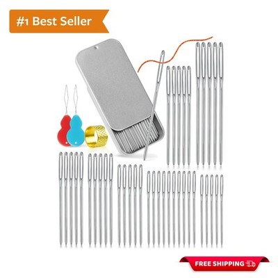 40 Pcs Stainless Steel Blunt Needles Set with Threader for Creative Crafts