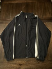 Adidas Classic Black Track Jacket with White Stripe Accents Size Xl