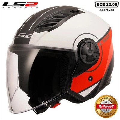 LS2 OF616 AIRFLOW II OPEN FACE MOTORCYCLE HELMET COVER MATT WHITE RED