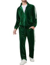 Mens Tracksuit 2 Piece Velour Sweatsuit for Men Casual Full Zip Jogging Suit ...