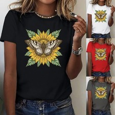 Women O Neck T Shirt Short Sleeve Slim Casual Plain Tee Top Soft 100Cotton USA