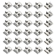 30Pcs USB Female Socket Connector Jack Port, 2-PIN DIP 90Degree, Black