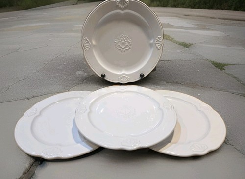 4 Grand Hotel Sutton Collection Pfaltzgraff Dinner Plate Embossed Shell 11.75"
