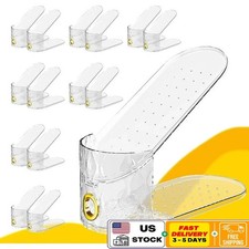 15 Pack Adjustable Shoe Organizer Stackable Clear Storage Durable Space Saver US
