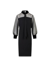 Lola by Sandro Ferrone abito midi con trasparenze e cravatta nero