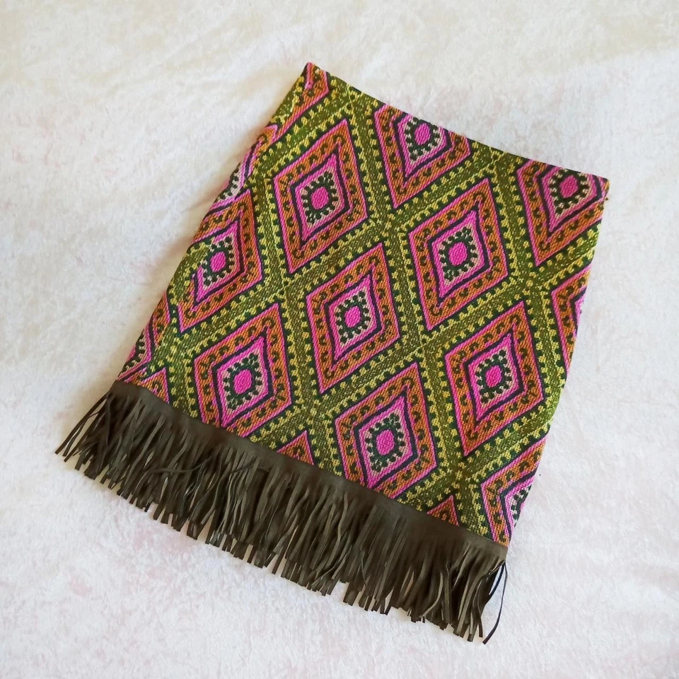 Falda Vaquera Justice Única Marrón y Rosa Flecos Talla Mediana Foto 2 de 4