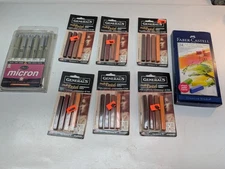 Set of 6 General's MultiPastel Compressed Chalk Sticks w/ Micron & Faber Castell