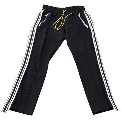 RHUDE Traxedo Track Pants Mens Large Black White Stripe Drawstring Made USA