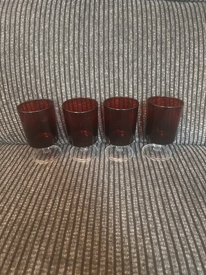  SALE  4 x Vintage 70 s LUMINARC RUBINROT STIEL WEINGLÄSER 4,5 