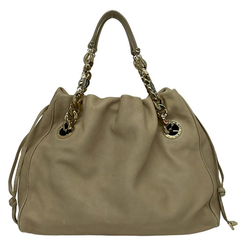 BVLGARI Monete Beige Leather Tote Bag
