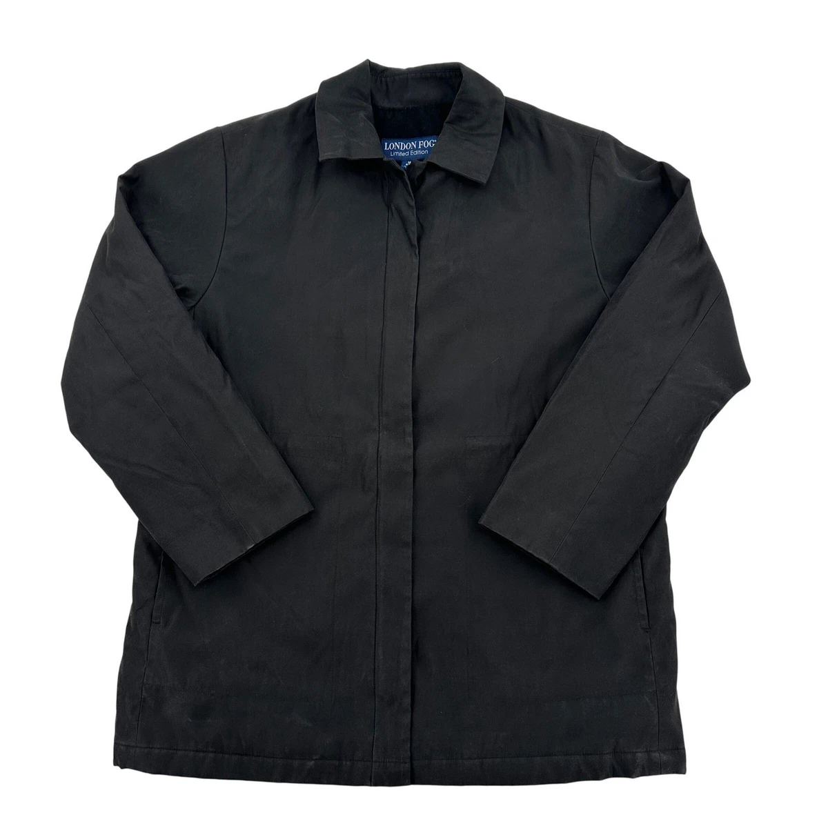 London Fog Limited Edition Black Rain Coat Jacket Full Zip