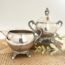 Vintage Silver Plated SUGAR & CREAMER Set Pilgrim Silverplate 