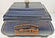 Sonoma Valley Estate Chardonnay Black Lidded Keepsake Trinket Box Wood/Leather