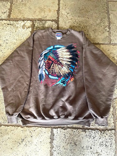 Vintage Hanes Ultimate Cotton Men's XL Brown Crewneck  Graphic Print Sweatshirt