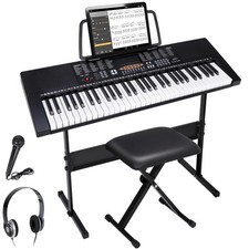 61-Key Portable Electric Keyboard Piano with Speakers LED Screen Headphones