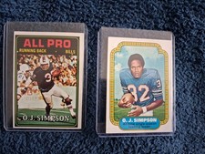 O.J. Simpson 1974 Topps Football Card #1 & #130 Buffalo Bills Running Back HOF