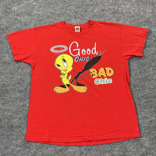 Chemise Vintage Tweety Bird Femme XL Bleue – Looney Tunes Crop Top Y2K