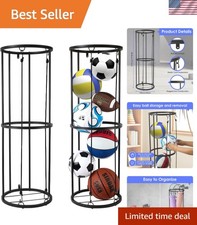 Wall-Mounted Garage Ball Storage Rack for Basketball, Soccer More, 13"D x 16"H