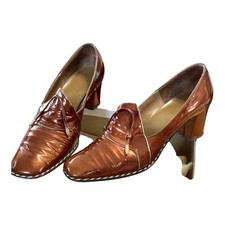 Vintage Johansen Iredescent Brown Gala Patent Leather High Heel Shoes Size 7.5