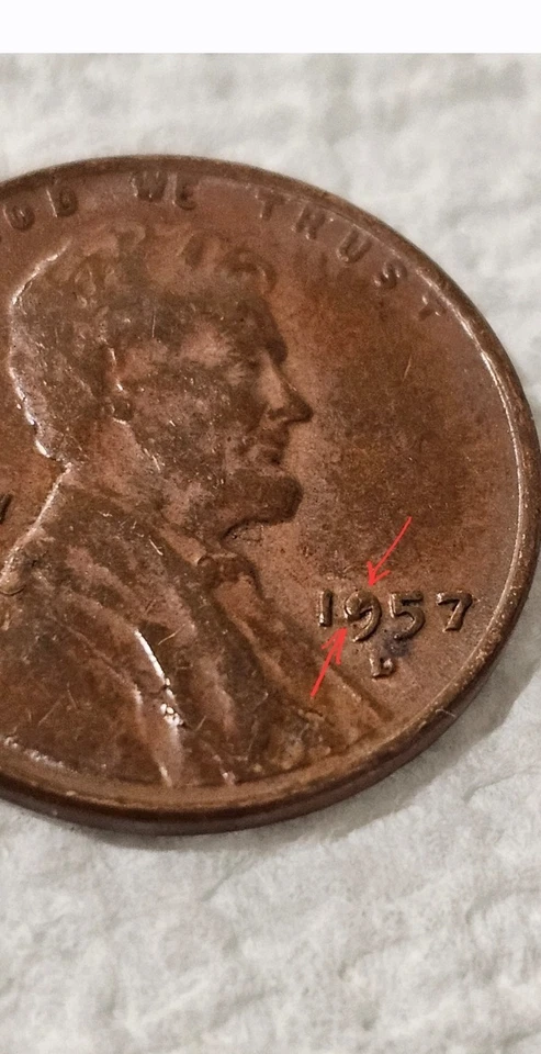 1957 Wheat Penny D ERROR COIN. L ON RING AND number 9 filled . FREE SHIP - Image 2 of 4