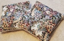 VINTAGE EMBROIDERED THROW PILLOWS WITH FLORAL PATTERN-SET OF 2-15 x 15