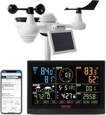 7-In-1 Wi-Fi Weather Station 7.5 in Color Display with Solar Outdoor Sensor Alar