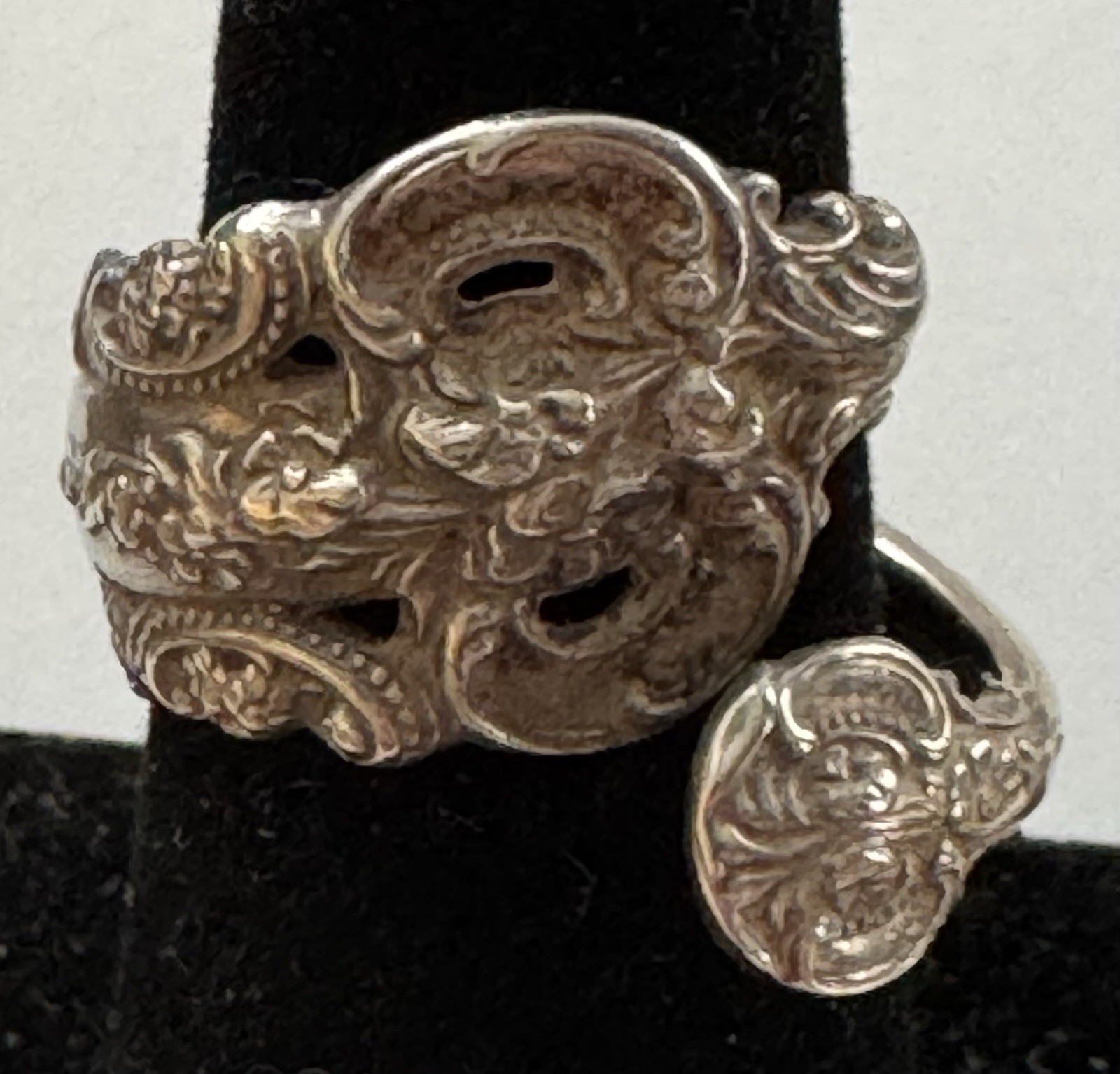 Wallace Sterling Silver Spoon Ring Adjustable Flo… - image 1