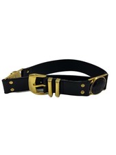 GIANNI VERSACE Medusa-embellished leather belt with gold hardware in black