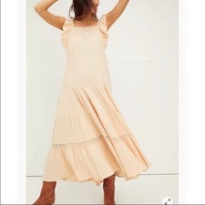 Free People Caught In Motion Tiered Ruffles Crochet Maxi Dress flaw