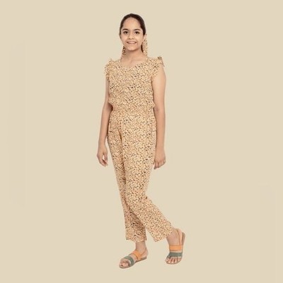 TILT Big Girls Yellow Floral Jumpsuit Sz 8
