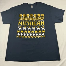 University of Michigan Wolverines T-Shirt XL Ugly Sweater Graphic UofM Christmas