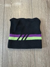 Vintage 90s WigWam Striped Black Ski Square Beanie Made in USA 100 Wool