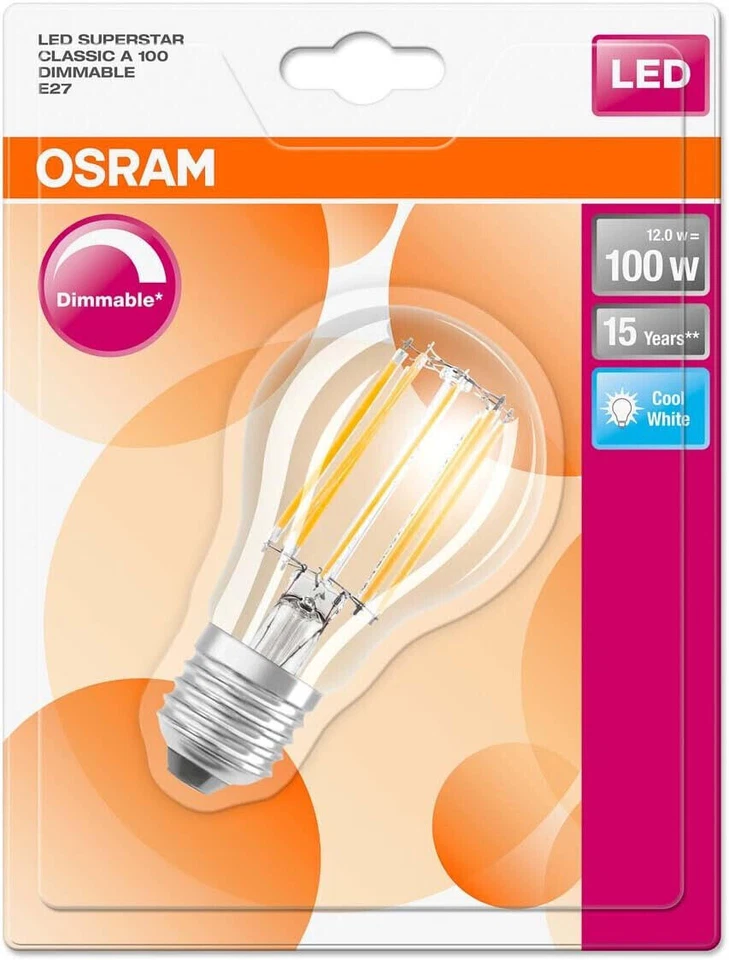 Osram LED Filament Leuchtmittel Retrofit Classic A70 12W = 100W E27 klar 1521lm! - Bild 2 von 4
