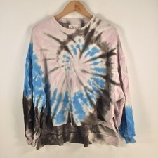 Electric and rose womens top size S tie dye spiral long sleeve cotton 073573
