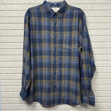 Weatherproof Vintage Blue Windowpane Plaid Button Up Flannel Shirt L